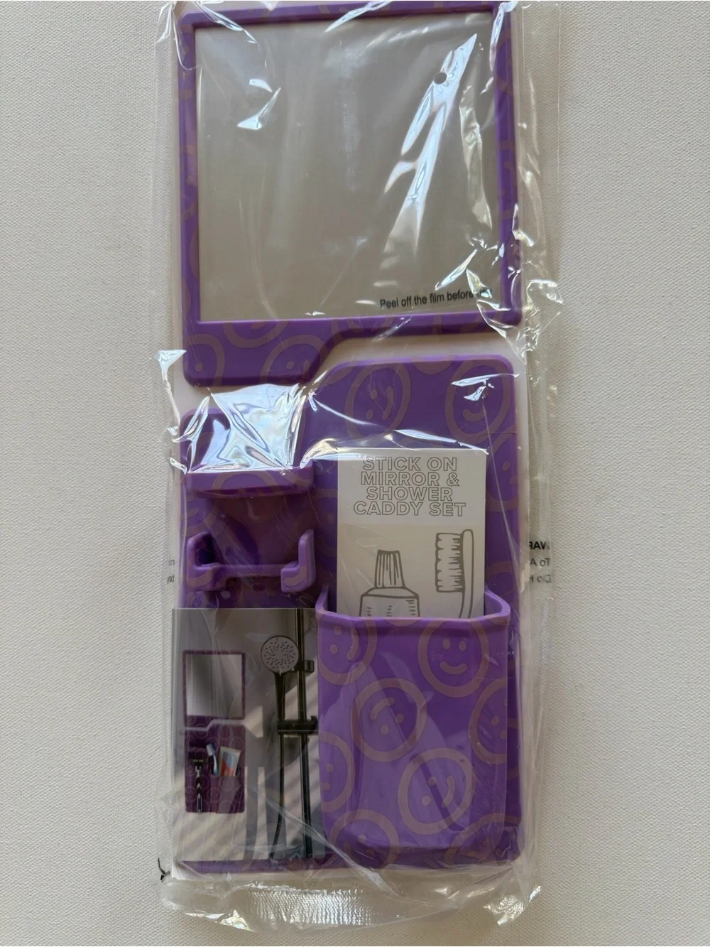 NWT Target Purple Stick-On Mirror & Shower Caddy Set (B)